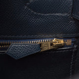 Hermes Vintage Toile and Navy Blue Courchevel Sellier Kelly 32cm Gold Hardware (
