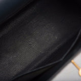 Hermes Vintage Toile and Navy Blue Courchevel Sellier Kelly 32cm Gold Hardware (
