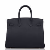 Hermes Blue Nuit Verso Togo Birkin 35cm Palladium Hardware