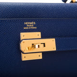 Hermes Blue Sapphire Epsom Sellier Kelly 32cm Gold Hardware
