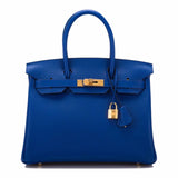 Hermes Blue Electric Taurillon Novillo Birkin 30cm Gold Hardware