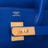 Hermes Blue Electric Taurillon Novillo Birkin 30cm Gold Hardware