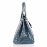 Hermes Blue Jean Shiny Porosus Crocodile Birkin 35cm Gold Hardware (Preloved - E