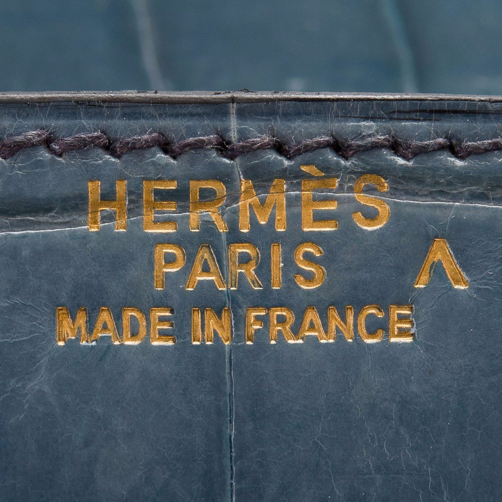 Hermes Blue Jean Shiny Porosus Crocodile Birkin 35cm Gold Hardware (Preloved - E