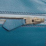Hermes Blue Jean Shiny Porosus Crocodile Birkin 35cm Gold Hardware (Preloved - E