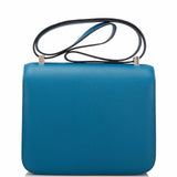 Hermes Blue Izmir Epsom Constance 24cm Palladium Hardware