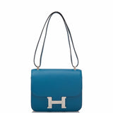 Hermes Blue Izmir Epsom Constance 24cm Palladium Hardware