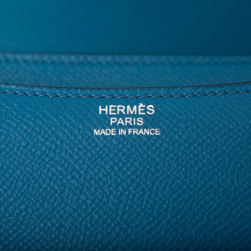 Hermes Blue Izmir Epsom Constance 24cm Palladium Hardware
