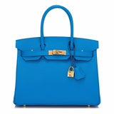 Hermes Blue Zanzibar Epsom Birkin 30cm Gold Hardware