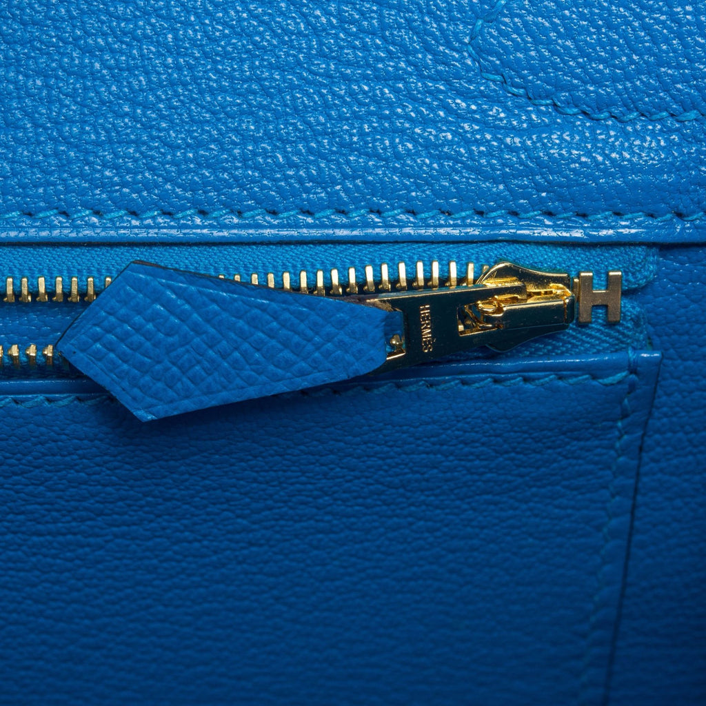 Hermes Blue Zanzibar Epsom Birkin 30cm Gold Hardware