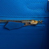 Hermes Blue Zanzibar Epsom Sellier Kelly 25cm Gold Hardware
