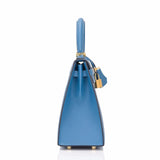 Hermes Blue Azur Epsom Sellier Kelly 25cm Gold Hardware