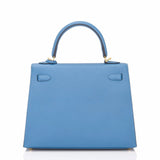 Hermes Blue Azur Epsom Sellier Kelly 25cm Gold Hardware