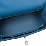 Hermes Blue Azur Epsom Sellier Kelly 25cm Gold Hardware