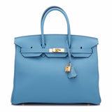 Hermes Blue Azur Togo Birkin 35cm Gold Hardware