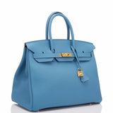 Hermes Blue Azur Togo Birkin 35cm Gold Hardware