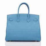 Hermes Blue Azur Togo Birkin 35cm Gold Hardware