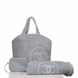 Chanel Blue Cotton Beach Tote & Towel Set
