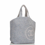 Chanel Blue Cotton Beach Tote & Towel Set
