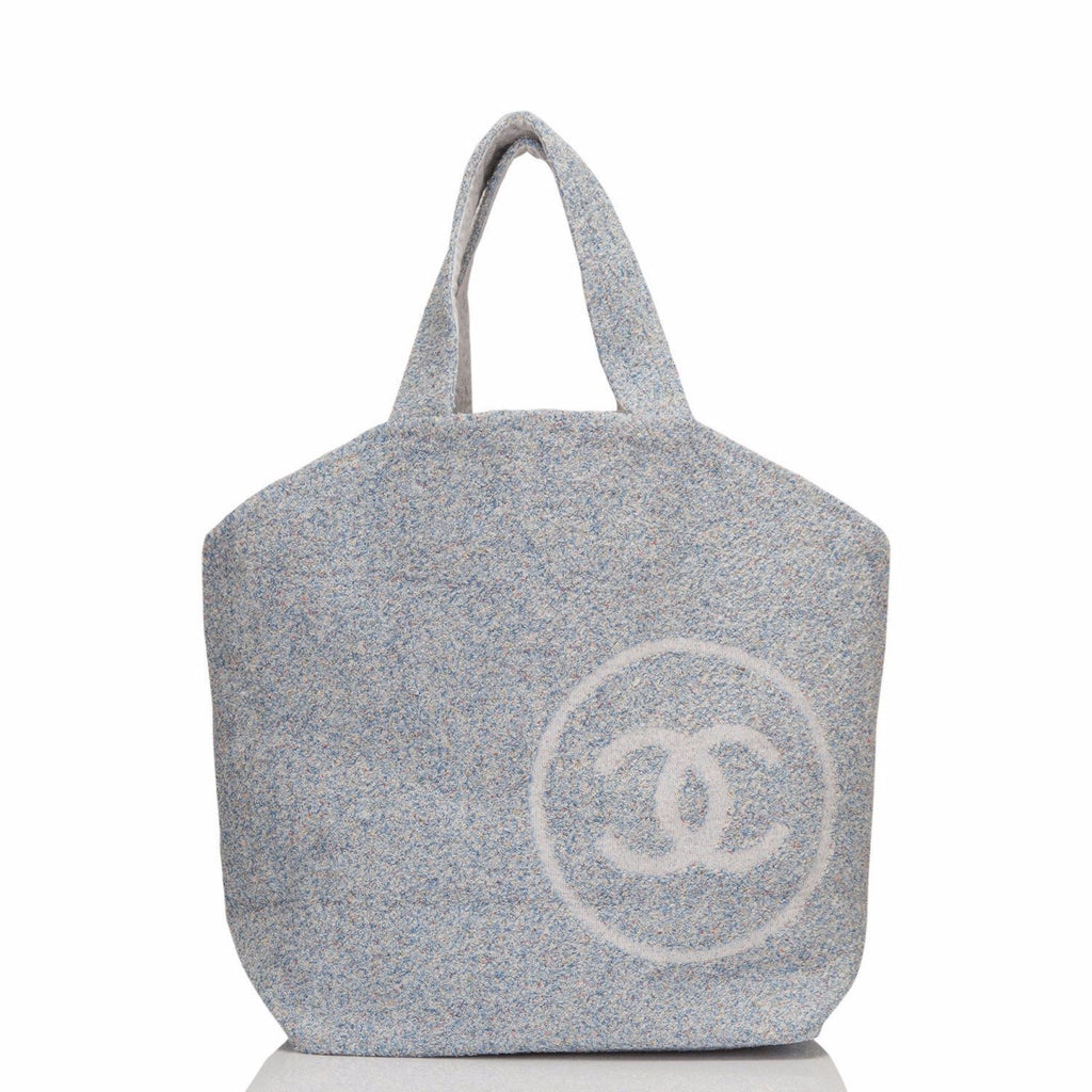 Chanel Blue Cotton Beach Tote & Towel Set
