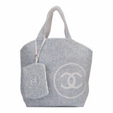 Chanel Blue Cotton Beach Tote & Towel Set