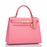 Hermes HSS Rose Confetti and Mykonos Epsom Sellier Kelly 28cm Gold Hardware