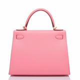 Hermes HSS Rose Confetti and Mykonos Epsom Sellier Kelly 28cm Gold Hardware