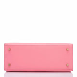 Hermes HSS Rose Confetti and Mykonos Epsom Sellier Kelly 28cm Gold Hardware