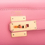 Hermes HSS Rose Confetti and Mykonos Epsom Sellier Kelly 28cm Gold Hardware