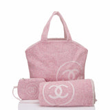 Chanel Pink Cotton Beach Tote & Towel Set