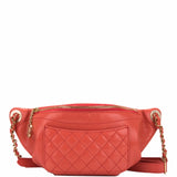 Chanel Coral Pink Lambskin Double Purpose Fanny Pack and Shoulder Bag