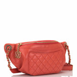 Chanel Coral Pink Lambskin Double Purpose Fanny Pack and Shoulder Bag