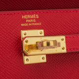 Hermes Rouge Casaque Epsom Sellier Kelly 25cm Gold Hardware