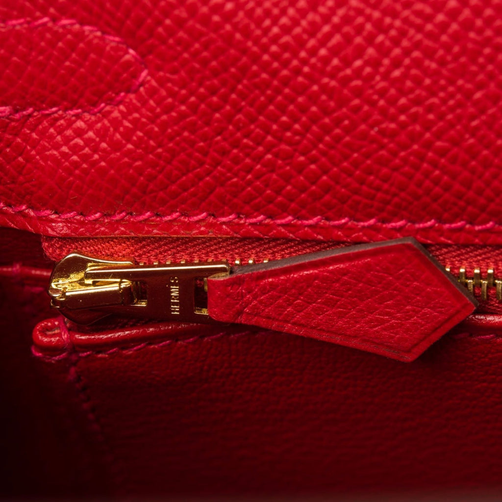 Hermes Rouge Casaque Epsom Sellier Kelly 25cm Gold Hardware