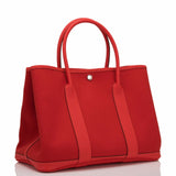 Hermes Rouge Tomate and Capucine Canvas Garden Party 36cm