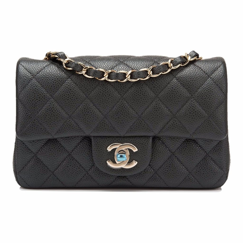 Chanel Dark Grey Iridescent Quilted Caviar Rectangular Mini Classic Flap Bag