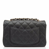 Chanel Dark Grey Iridescent Quilted Caviar Rectangular Mini Classic Flap Bag