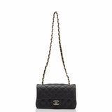 Chanel Dark Grey Iridescent Quilted Caviar Rectangular Mini Classic Flap Bag
