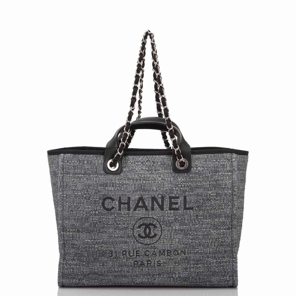 Chanel Medium Charcoal Canvas Deauville Tote
