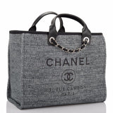 Chanel Medium Charcoal Canvas Deauville Tote