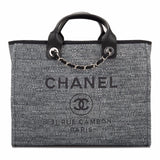 Chanel Medium Charcoal Canvas Deauville Tote