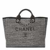 Chanel Large Charcoal Canvas Deauville Tote