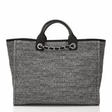 Chanel Large Charcoal Canvas Deauville Tote