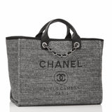 Chanel Large Charcoal Canvas Deauville Tote