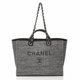 Chanel Large Charcoal Canvas Deauville Tote