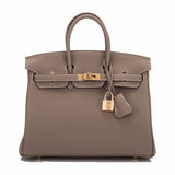 Hermes Etoupe Togo Birkin 25cm Gold Hardware