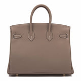 Hermes Etoupe Togo Birkin 25cm Gold Hardware