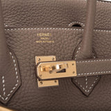 Hermes Etoupe Togo Birkin 25cm Gold Hardware