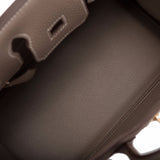 Hermes Etoupe Togo Birkin 25cm Gold Hardware