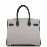 Hermes HSS SO Bi-Color Gris Mouette and Black Togo Birkin 30cm Brushed Palladium